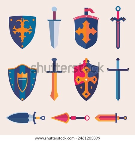 Vector Icon Knight Shield and Sword