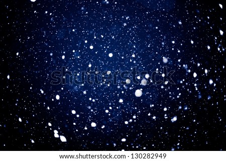 Similar – Image, Stock Photo Flashed snowflakes at blue hour in early morning. White dots on blue background.