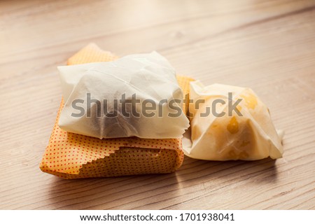 Snack or lunch to take away, wrapped in beeswax cloth