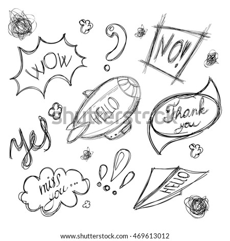 Hand Drawn Vector Sketch Speech Set . File Eps. - 469613012 : Shutterstock