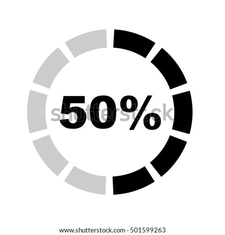 Fifty percentage circle icon, 50 percent
