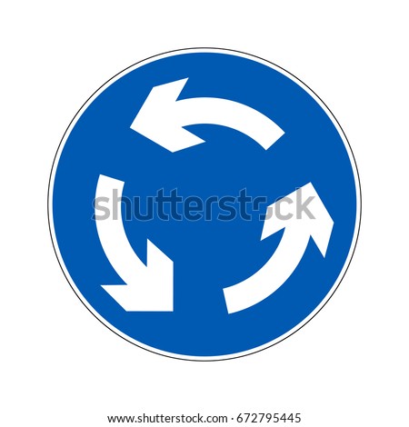 Roundabout crossroad road traffic sign