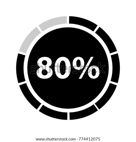 Eighty percentage circle icon, 80 percent