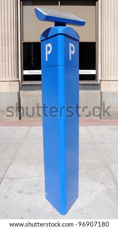 Solar Powered Parking Meter for Curb Side Parking in Downtown Business District