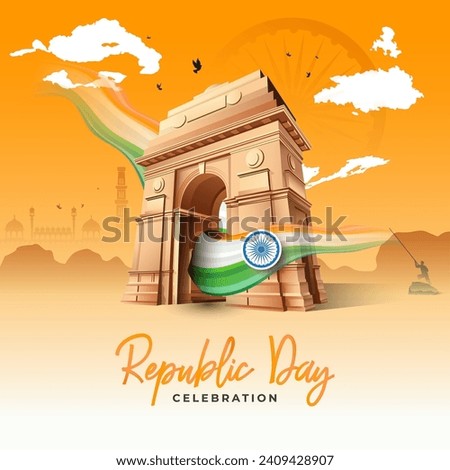Happy Day Background Design Vector Illustration, Indian Republic Day Celebration Background