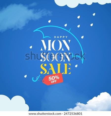 Monsoon Sale Banner Design Background Template Vector Illustration