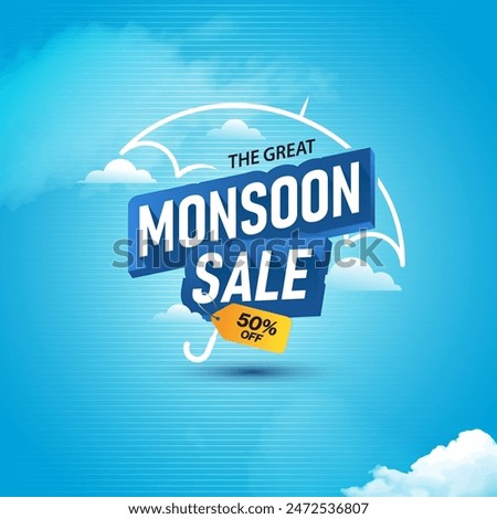 Monsoon Sale Banner Design Background Template Vector Illustration