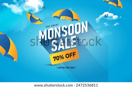 Monsoon Sale Banner Design Background Template Vector Illustration