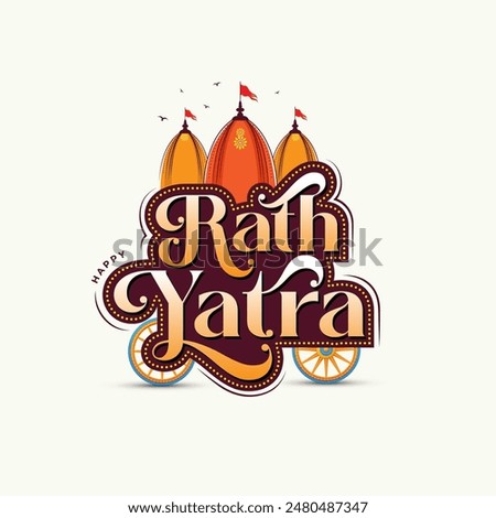 Happy Rath Yatra Festival Typographic Greeting Design Template