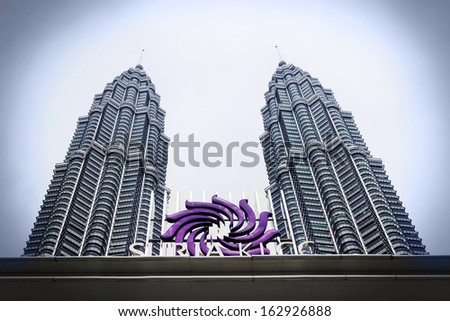 KUALA LUMPUR, MALAYSIA - DECEMBER 20: Petronas Twin Towers on December 20, 2010 in Kuala Lumpur, Malaysia. Petronas Towers are twin skyscrapers and were tallest buildings in the world until 2004