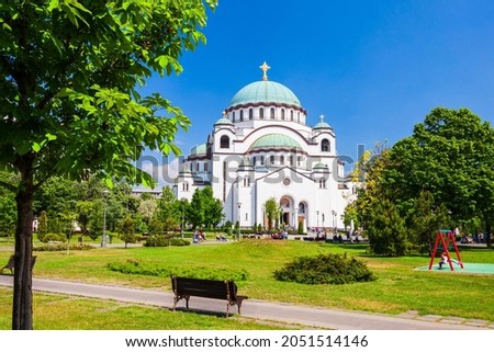 The Church of Saint Sava Cathedral or Hram Svetog Save is a Serbian Orthodox church in Belgrade city in Serbia Stok fotoğraf © 