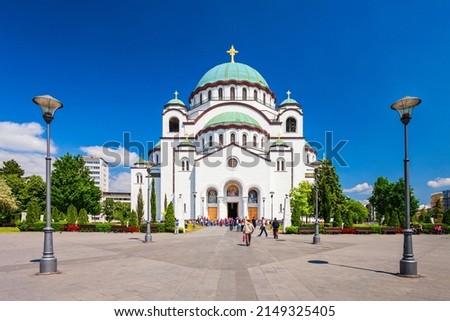 The Church of Saint Sava Cathedral or Hram Svetog Save is a Serbian Orthodox church in Belgrade city in Serbia Stok fotoğraf © 