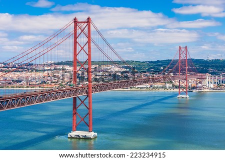 Similar – Image, Stock Photo April 25 bridge in Lisbon