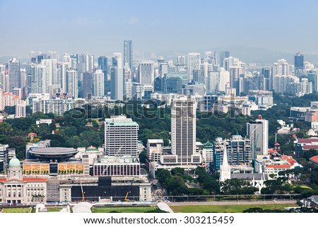 SINGAPORE - OCTOBER 18, 2014: Singapore city skyline.