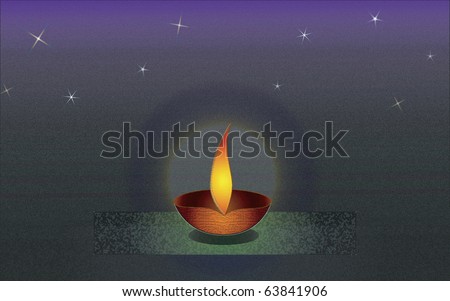 (Diwali Three)Diwali Greeting card, to celebrate the festival of lights and the return of Lord Rama, Sita and Lakshman after 14 years of exile.