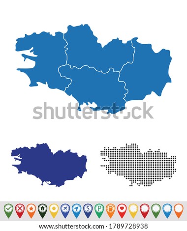Set outline maps of Brittany Foto stock © 