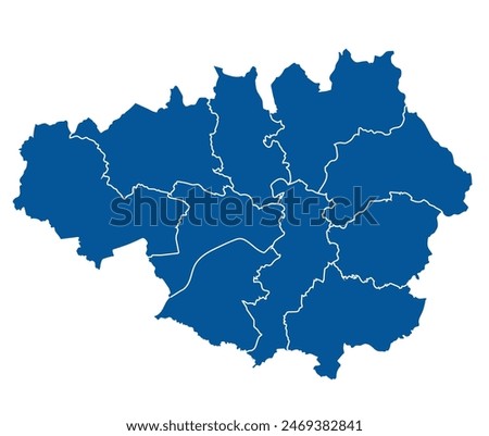 Outline blue map of Manchester city