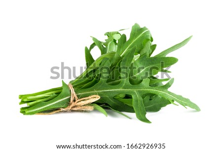 fresh arugula leaves on white background 商業照片 © 