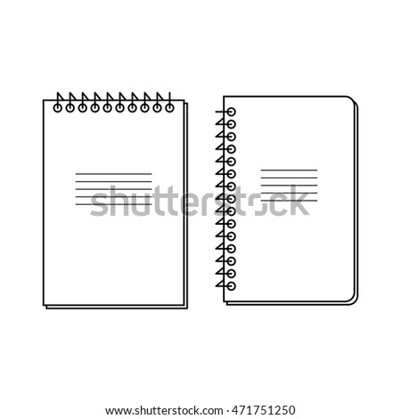 Outline notebook icon vector isolated on white background. Vector illustration.