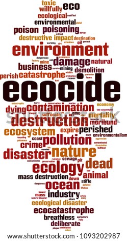 Ecocide word cloud concept. Vector illustration