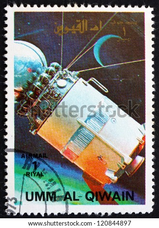 UMM AL-QUWAIN - CIRCA 1972: a stamp printed in the Umm al-Quwain shows Model of a Vostock Spacecraft, History of Spaceflight, circa 1972