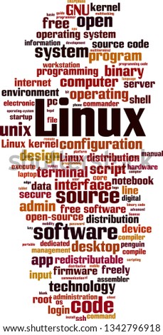 Linux word cloud concept. Vector illustration