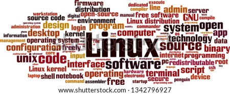 Linux word cloud concept. Vector illustration