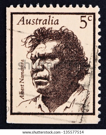 AUSTRALIA - CIRCA 1968: a stamp printed in the Australia shows Albert Namatjira, Aborigine, Artist, Painter, Famous Australians, circa 1968