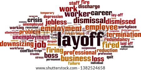 Layoff word cloud concept. Collage made of words about layoff. Vector illustration