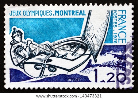 FRANCE - CIRCA 1976: a stamp printed in the France shows Sailing, 21st Olympic Games, Montreal, Canada, circa 1976