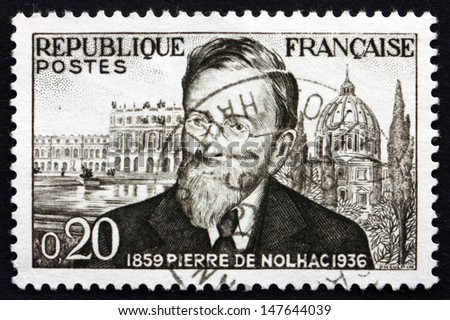FRANCE - CIRCA 1960: a stamp printed in the France shows Pierre de Nolhac, Curator of Versailles and Historian, Art Historian and Poet, circa 1960