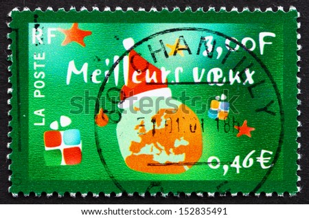 FRANCE - CIRCA 2000: a stamp printed in the France shows Holiday Greetings, Greeting Card, circa 2000