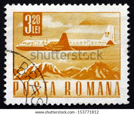 ROMANIA - CIRCA 1968: a stamp printed in the Romania shows Jet Plane, circa 1968