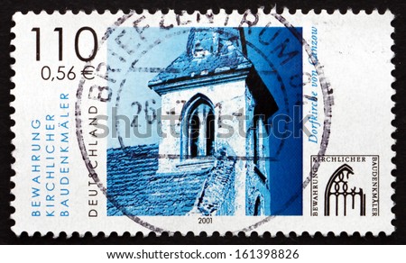 GERMANY - CIRCA 2001: a stamp printed in the Germany shows Canzow Village Church, Conservation of Sacred Monuments, circa 2001