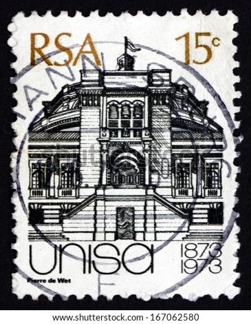 SOUTH AFRICA - CIRCA 1973: a stamp printed in South Africa shows Old University, Cape Town, Centenary of the University of South Africa, UNISA, circa 1973