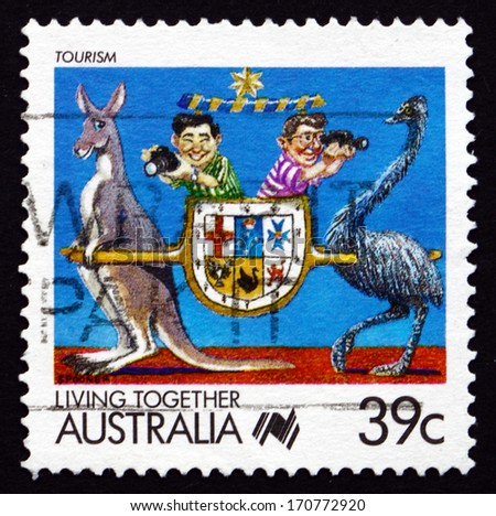 AUSTRALIA - CIRCA 1988: a stamp printed in the Australia shows Tourism, Living Together, circa 1988