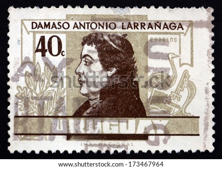 URUGUAY - CIRCA 1963: a stamp printed in the Uruguay shows Damaso Antonio Larranaga, Teacher, Writer and Founder of National Library, circa 1963