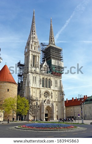 ZAGREB, CROATIA - MARCH 21, 2014: View of Cathedral of Assumption of the Blessed Virgin Mary in Zagreb, Croatia.