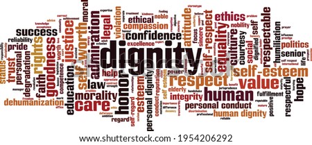 Dignity word cloud concept. Collage made of words about dignity. Vector illustration Сток-фото © 