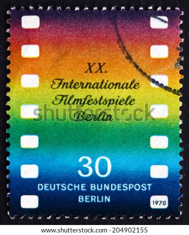 GERMANY - CIRCA 1970: a stamp printed in the Germany shows Film Frame, 20th International Film Festival, circa 1970