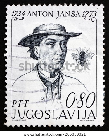 YUGOSLAVIA - CIRCA 1973: a stamp printed in the Yugoslavia shows Anton Jansa, Teacher, Apiculturist and Painter, circa 1973