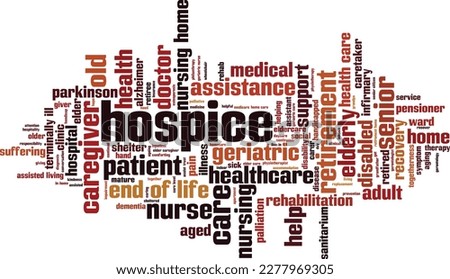 Hospice word cloud concept. Collage made of words about hospice. Vector illustration