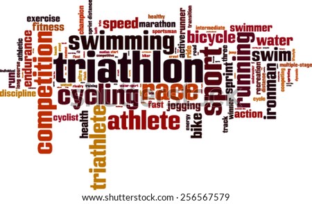 Triathlon word cloud concept. Vector illustration