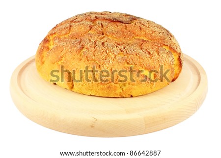 Fresh maize corn bread isolated on white