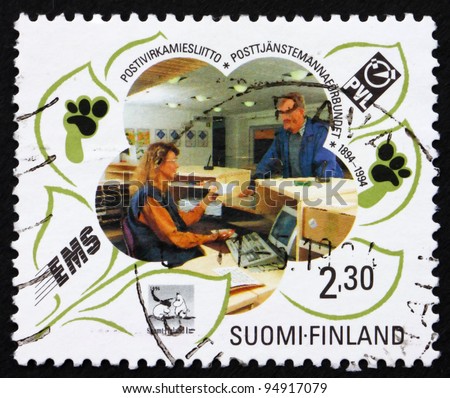 FINLAND - CIRCA 1994: a stamp printed in the Finland shows Postal Service Civil Servants\' Federation, Centenary, circa 1994