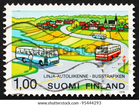 FINLAND - CIRCA 1978: a stamp printed in the Finland shows Rural Bus Service, circa 1978