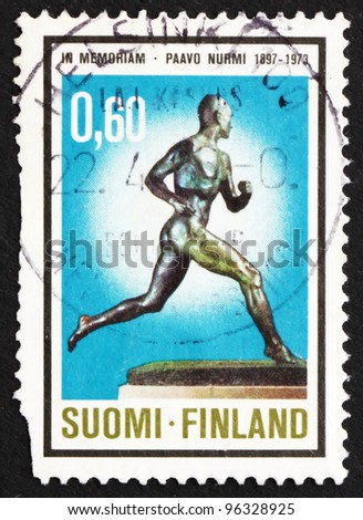 FINLAND - CIRCA 1973: a stamp printed in the Finland shows Paavo Nurmi, Runner, Olympic Winner from 1920, 1924, 1928, circa 1973