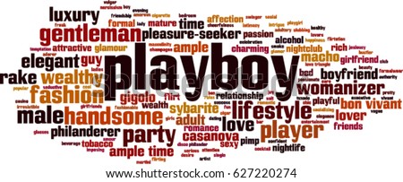 Playboy word cloud concept. Vector illustration