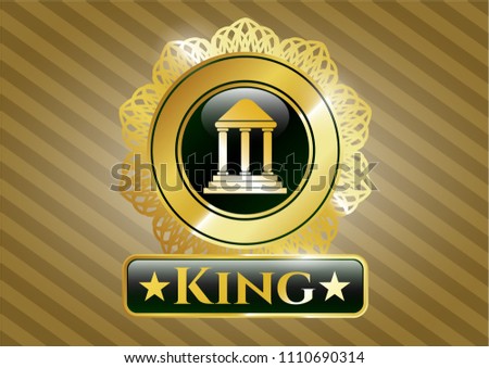 Golden badge with bank icon and King text inside