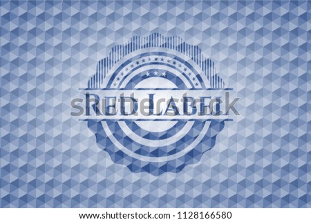 Red Label blue hexagon badge.